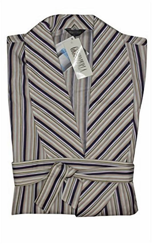 Men's Striped Cotton Belted Robe