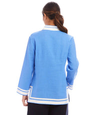 Karen Kane Boardwalk St Tropez Tunic Top in blue white - women's shirt - alternate view