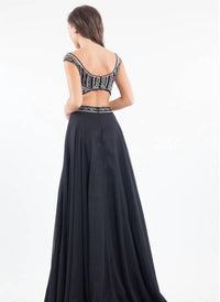Rachel Allan - Two-piece Beaded Chiffon Evening Gown