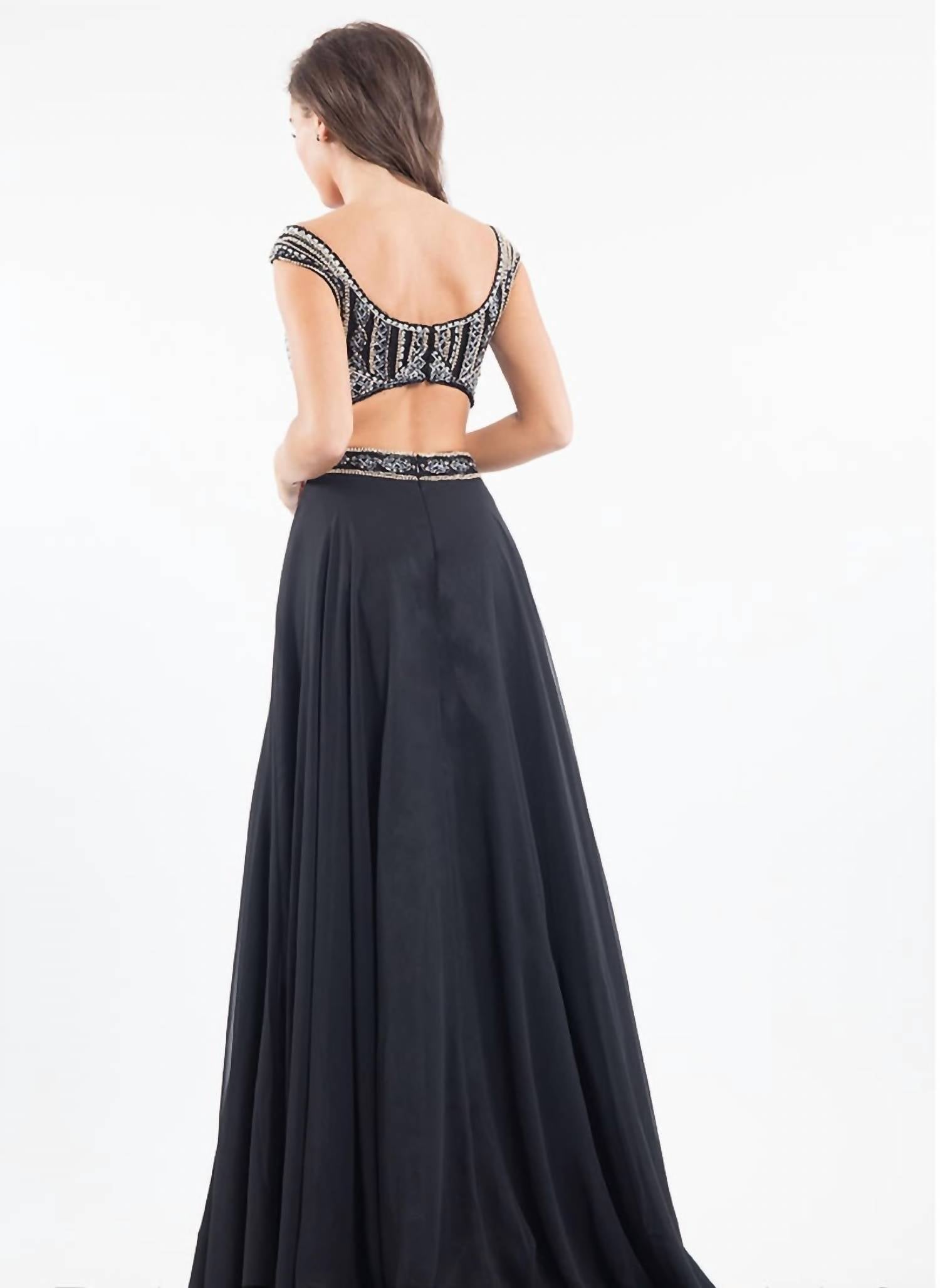 Rachel Allan - Two-piece Beaded Chiffon Evening Gown