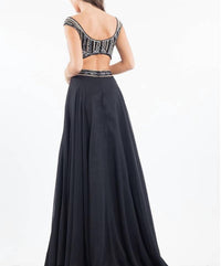 Rachel Allan - Two-piece Beaded Chiffon Evening Gown