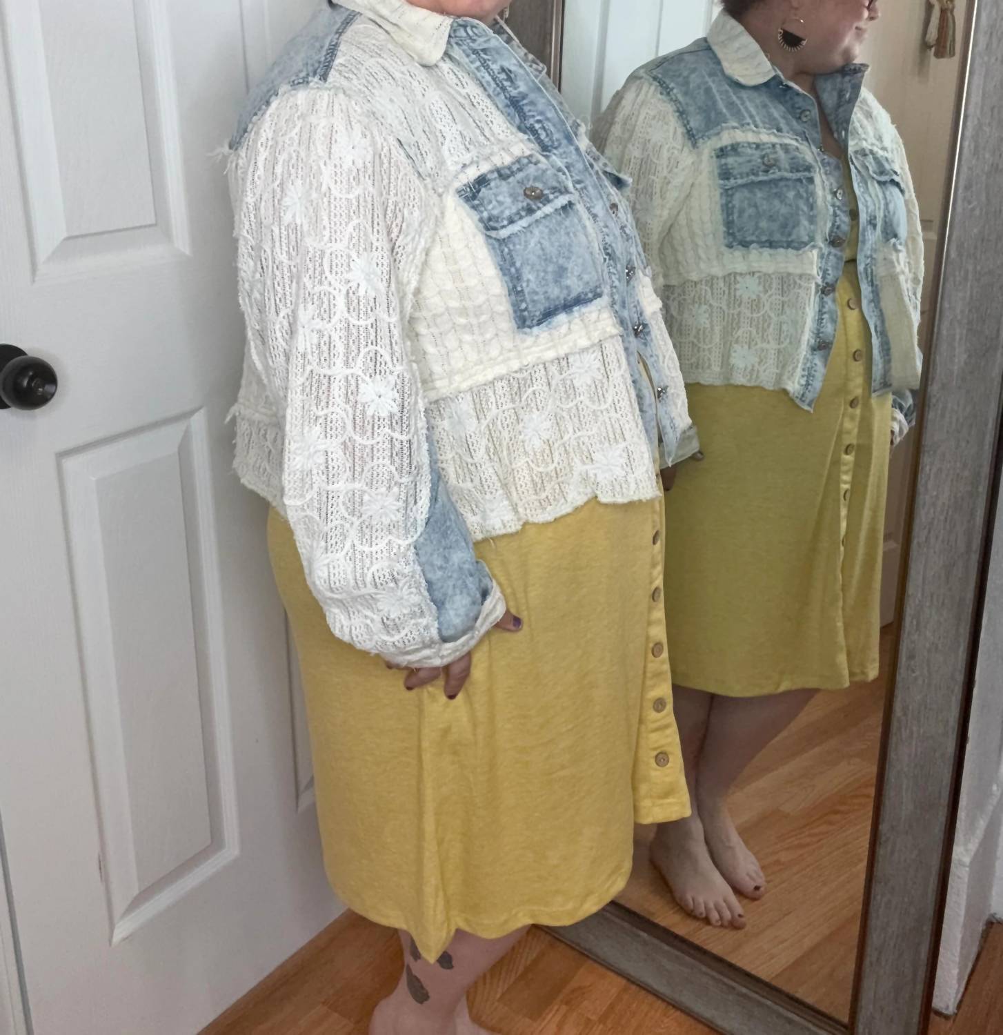 Pol - Delia Denim & Lace Shirtket
