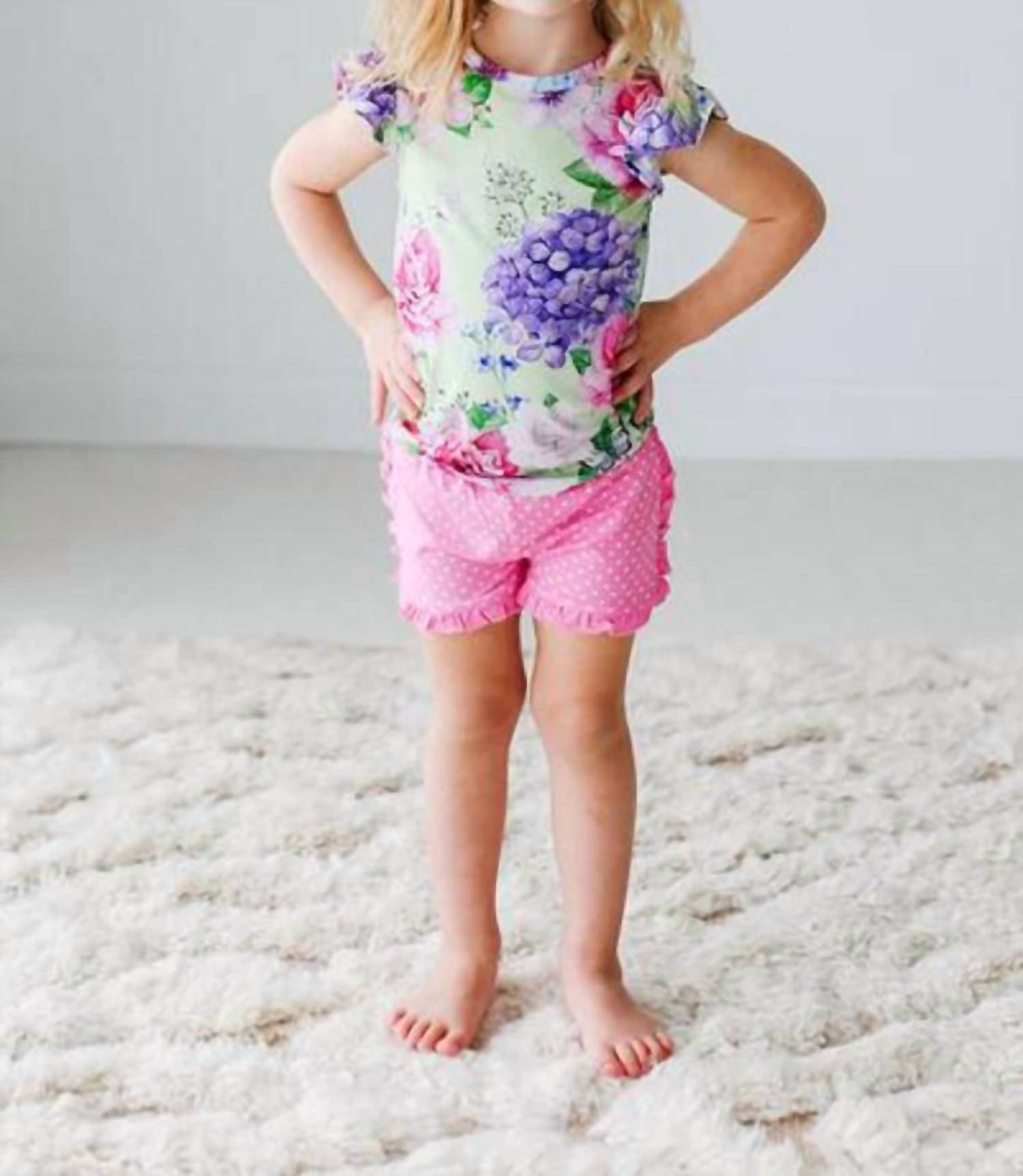 Posh Peanut - Cap Sleeve Shirt And Varsity Short Set
