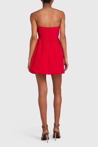 Amanda Uprichard Oscar Strapless Bubble Hem Mini Dress in red - women's dress - alternate view