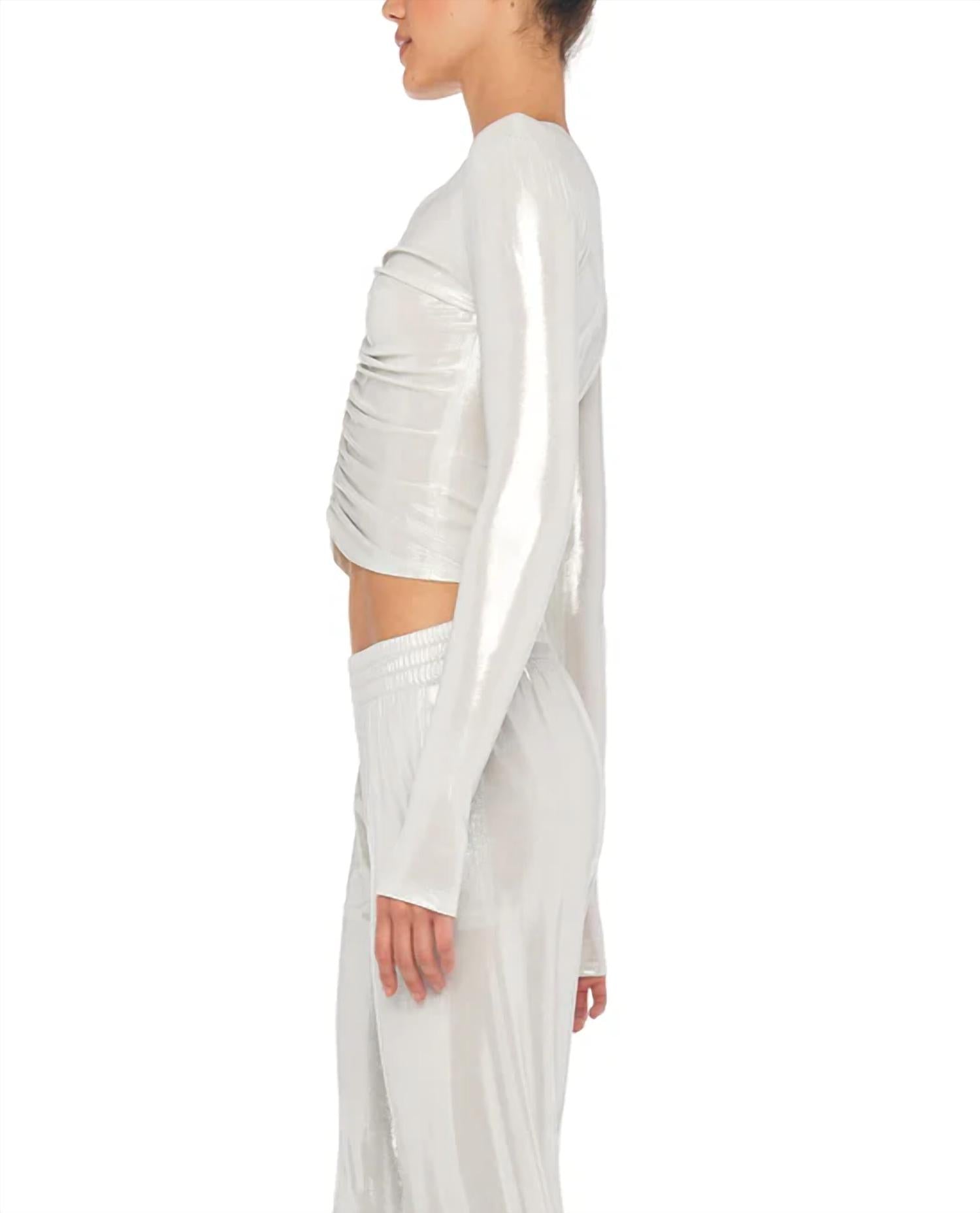 Norma Kamali - Long-sleeve V-neck Shirred Front Top