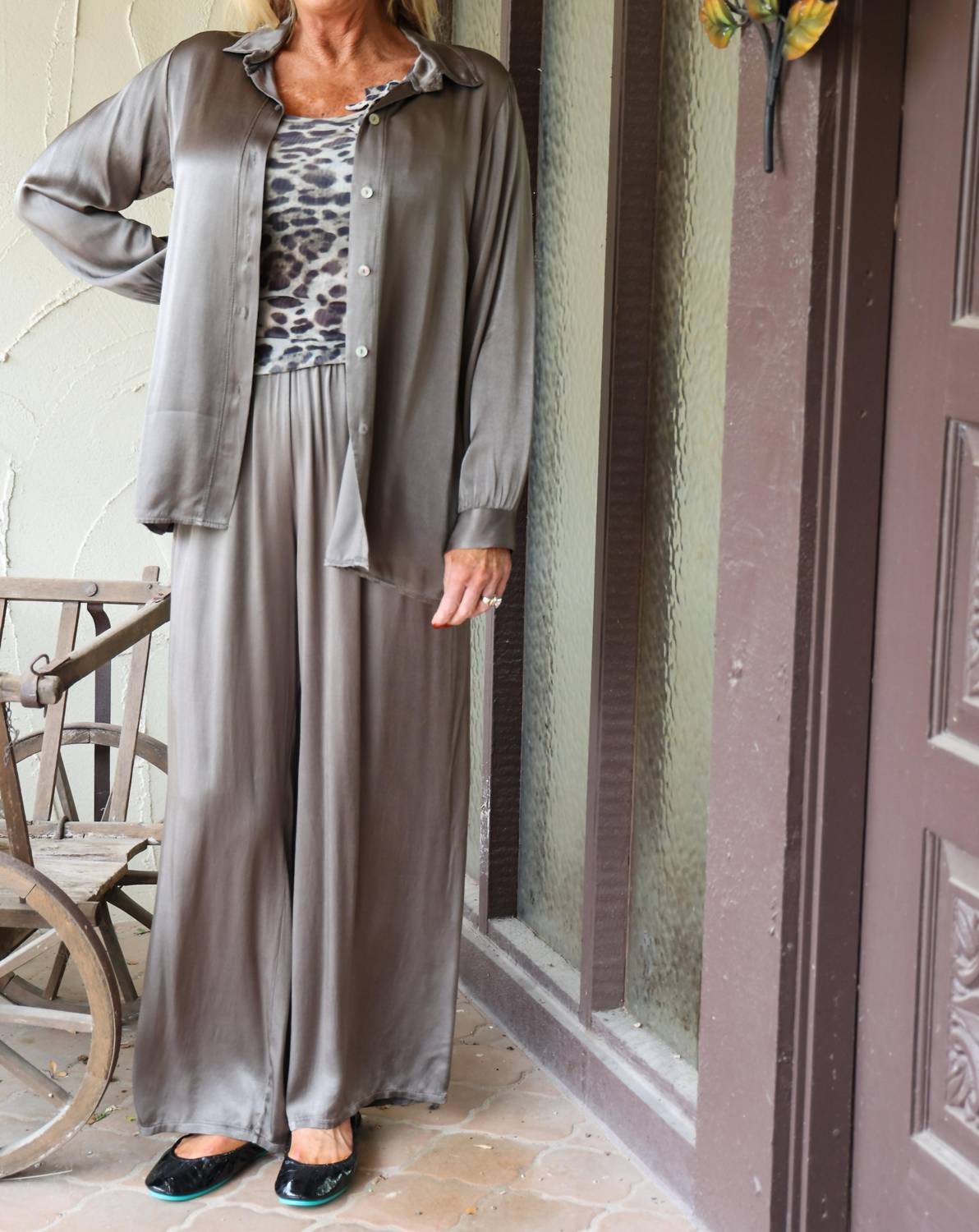 Satin Button Down Shirt/Shacket