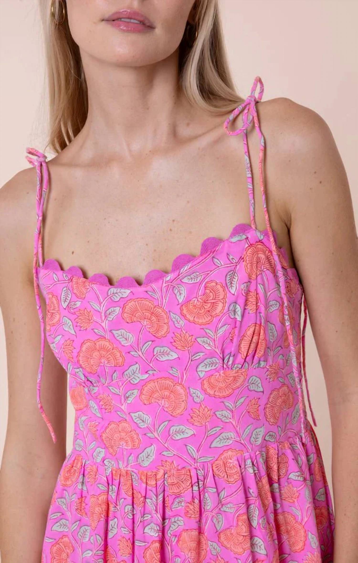 Juliet Dunn - Ginkgo Print High-low Floral Dress