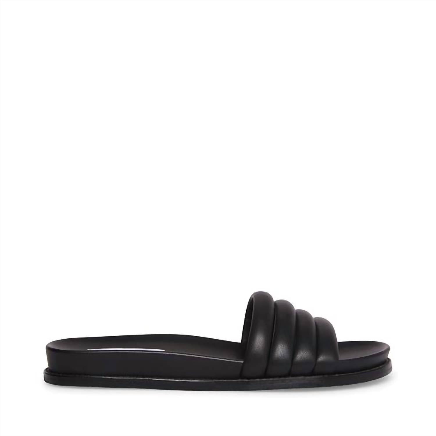 STEVE MADDEN Women's Drips Leather Slide Sandals in black - women's sandal