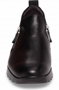 Munro Women's Kit Side Zipper Loafer in black leather viper - women's flats - alternate view