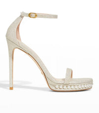 STUART WEITZMAN Women's Nudistdisco Platform Sandals in platino gold - women's heels