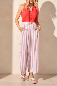 Tribal - Pull-on Flowy Wide Leg Pants With Pockets