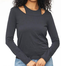 PISTOLA Leah Double Layered Long Sleeve Top in washed black - women's long sleeve top