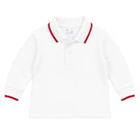 Florence Eiseman Long Sleeve Polo With Tipping in white red - kids' shirt - detail view