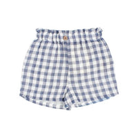 Búho Boys' Gingham Waistband Shorts in blue stone - kids' shorts
