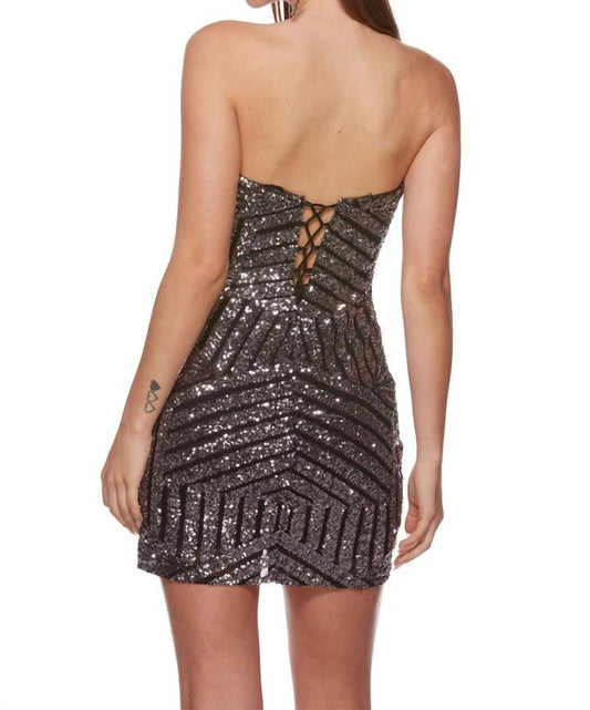 Alyce Paris - Strapless Geometric Sequin Dress