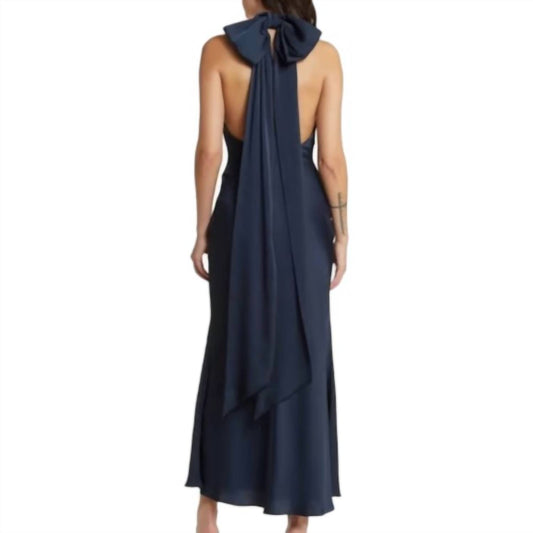 Misha - Evianna Halter Neck Satin Trumpet Gown