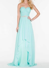 Alyce Paris - Strapless Chiffon Flowy Gown