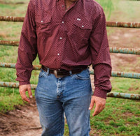Ferrell Nicholas Long Sleeve Shirt in burgundy - men's shirt - alternate view