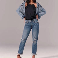 Abercrombie & Fitch - Ripped Mid Rise Boyfriend Jeans