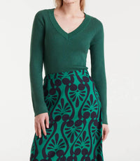 Compania Fantastica Deep V-neck Sweater in green - women's sweater