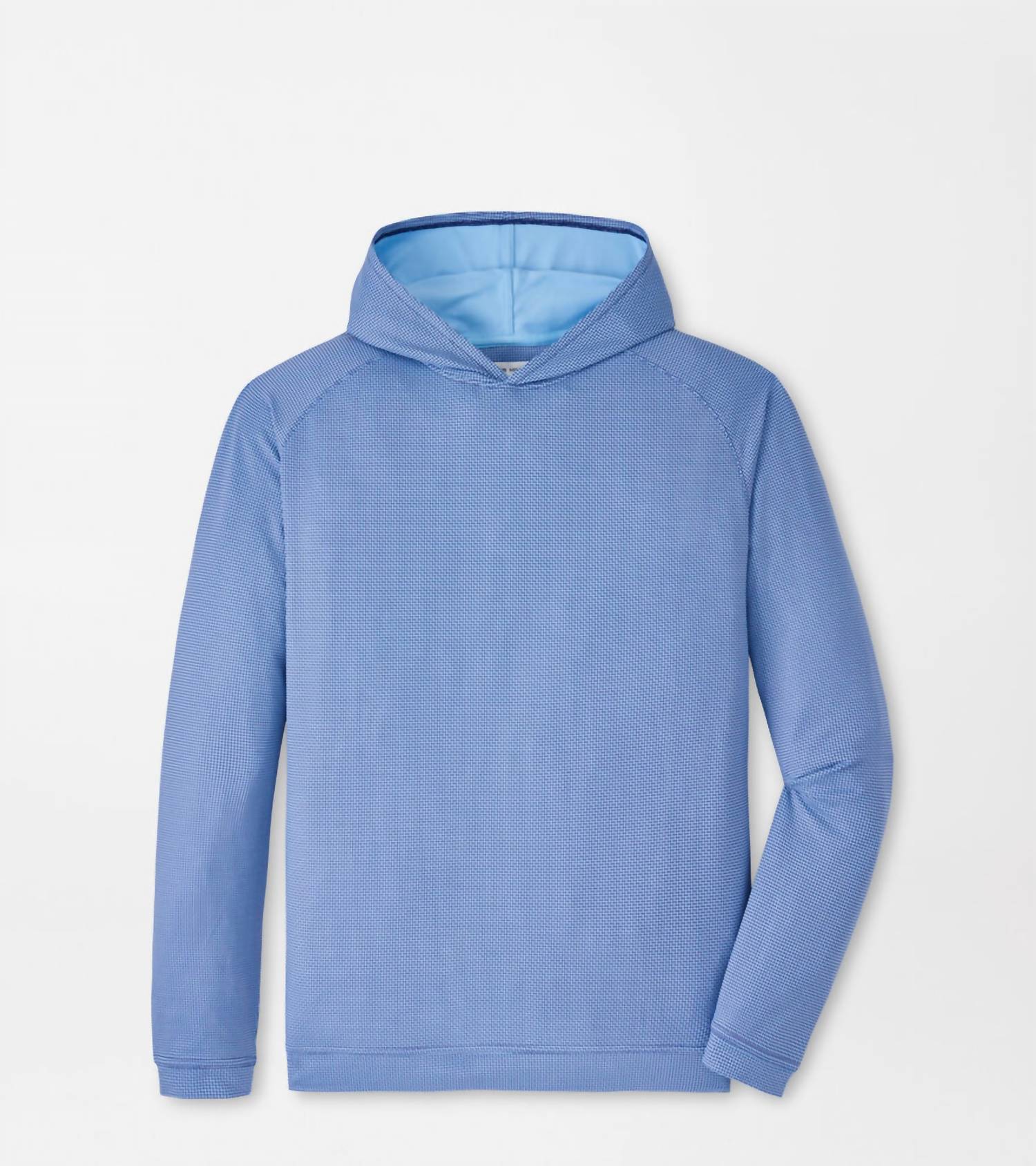 PETER MILLAR Pine Houndstooth Performance Hoodie in sport navy - men's shirt - detail view