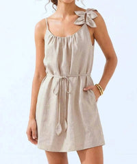 Naked Zebra - Emilia Flower Petal Linen Mini Dress
