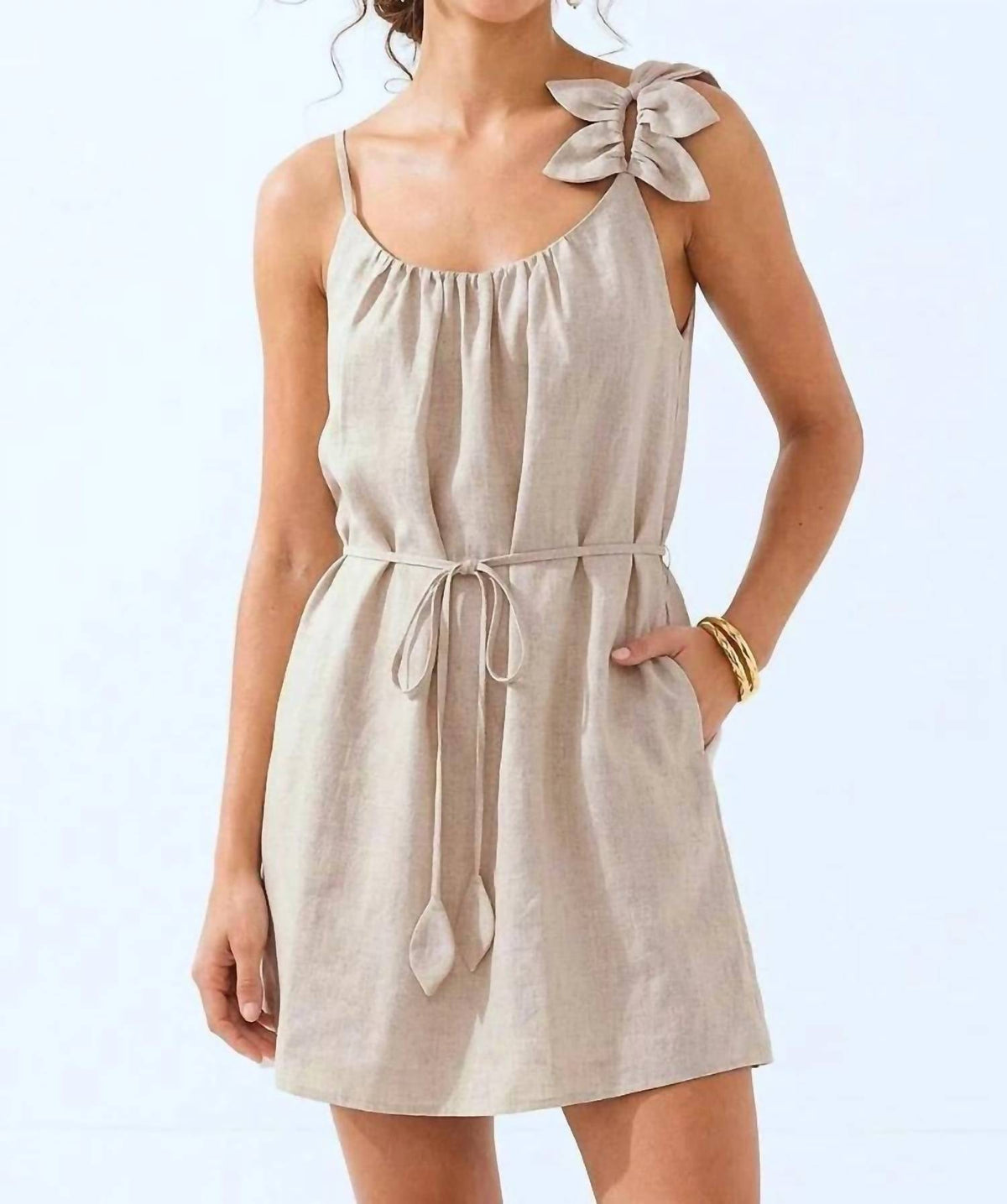 Naked Zebra - Emilia Flower Petal Linen Mini Dress