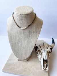 Boho Ranch Women's Navajo Bead Choker Necklace in white stone western jewelry - women's jewelry