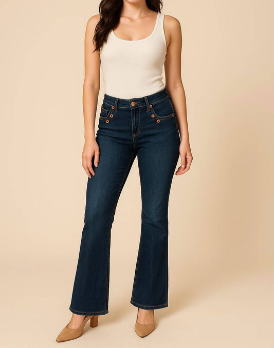 Grace In La - Mid-rise Button Bootcut Jean