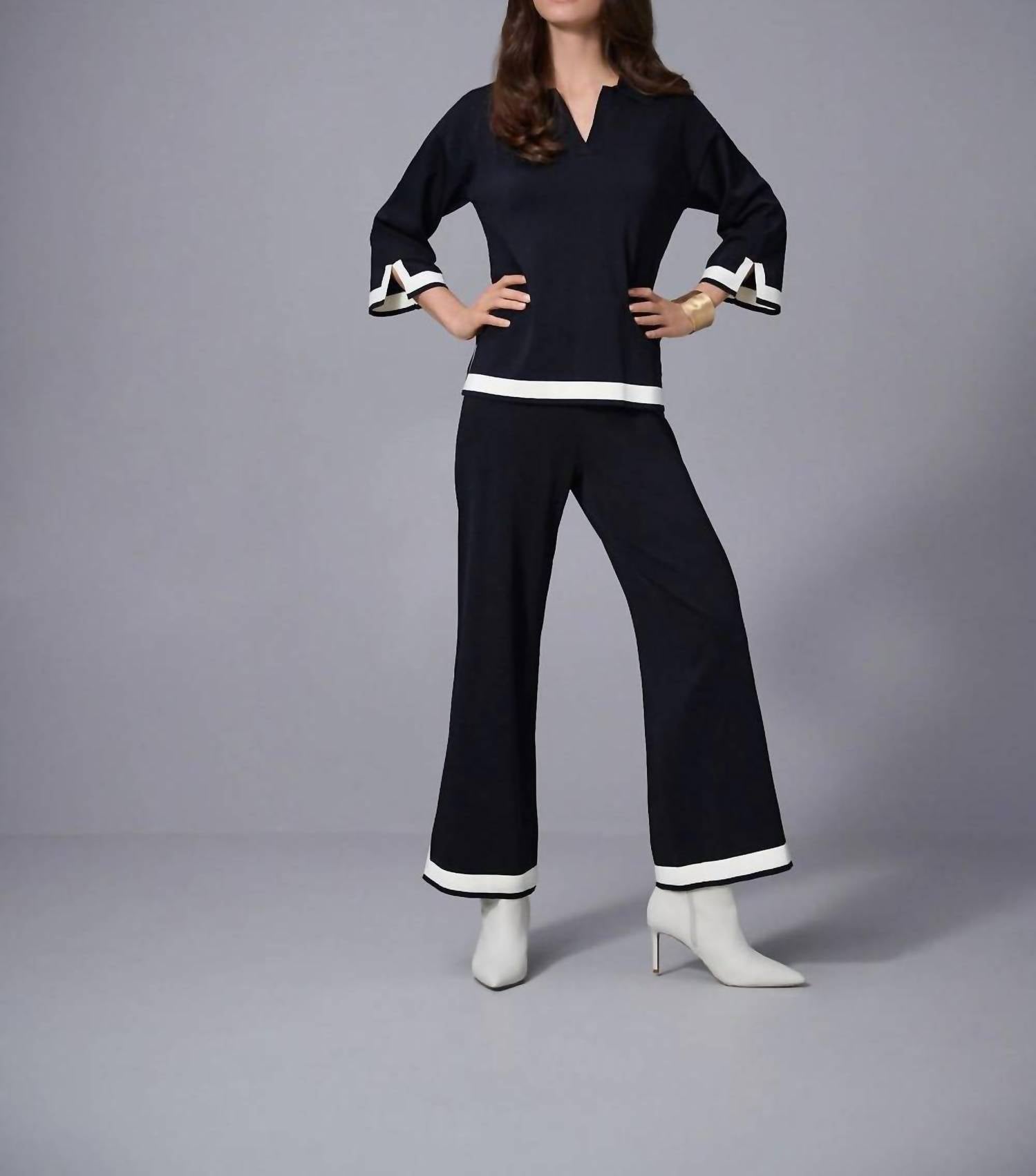 Frank Lyman - Women's Color Block Knit Wide Leg Pant