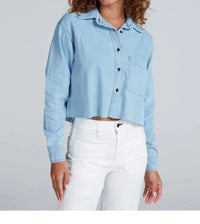 Askk Ny - Denim Cropped Denim Shirt