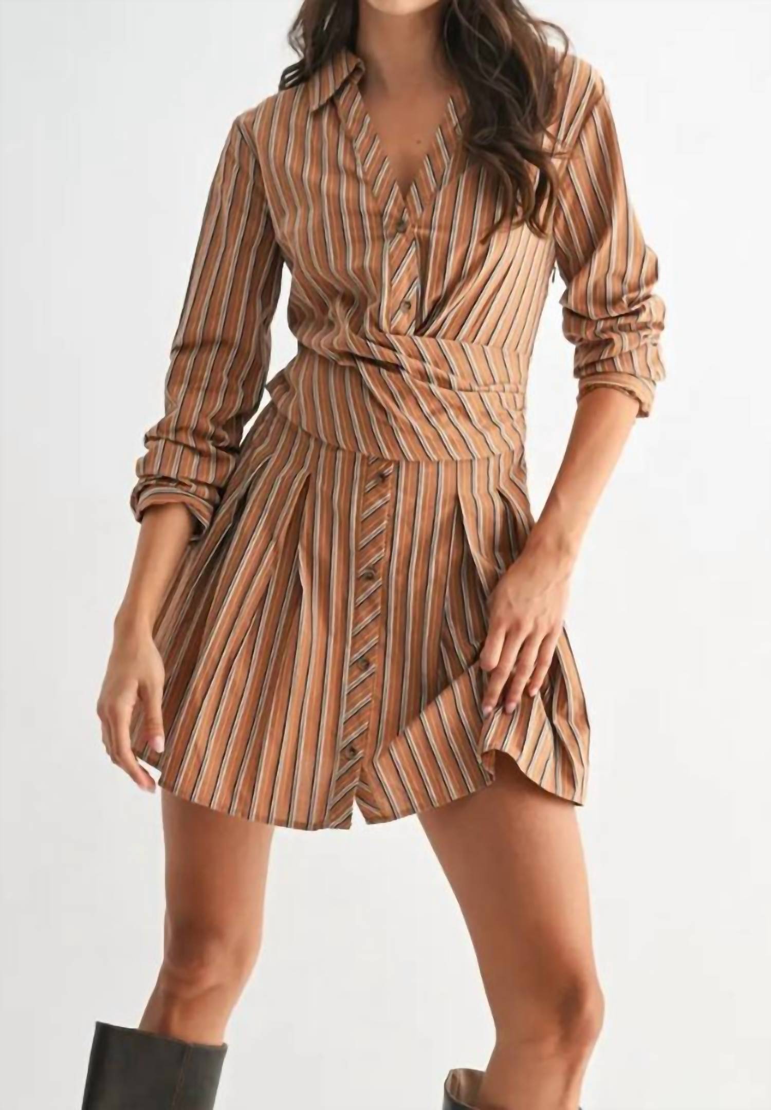 Mint Exclusives - Leanne Striped Collared Shirt Dress