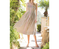 THML Gingham Midi Dress in brown pink - women's dress - view 7