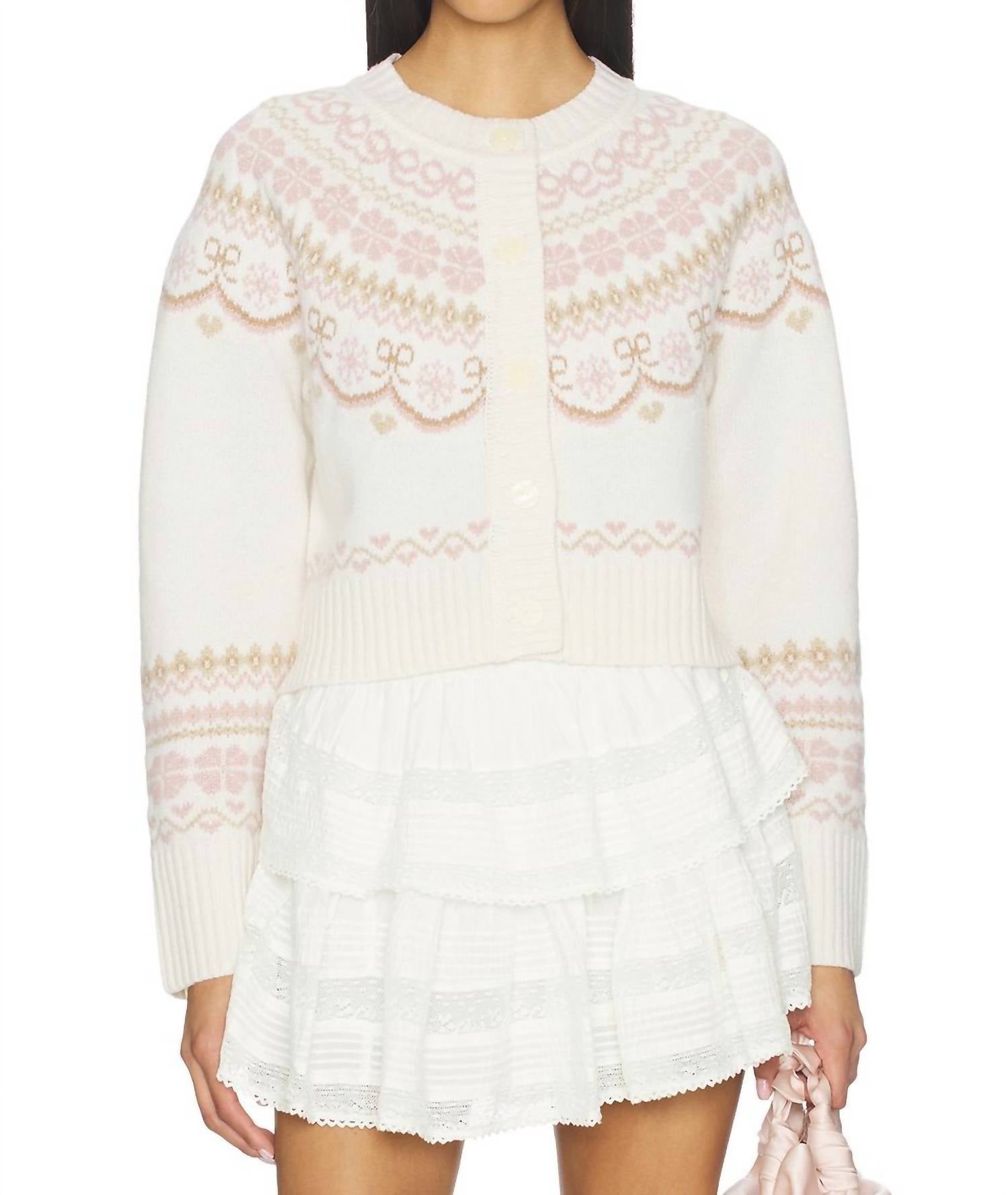 LoveShackFancy Women's Shantae Cardigan in pink champagne - women's cardigan