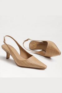 Sam Edelman Women's Bianka Slingback Pumps in tan raffia - women's heels - view 5