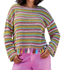 Tribal - Bell Sleeve Sweater With Tassel Trim