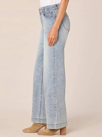 Democracy High Rise Wide Leg Jeans - Petite in light blue - women's jeans - detail view