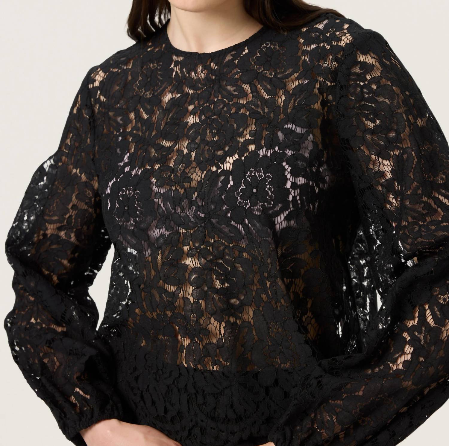 Soaked In Luxury - Slhanni Round Neck Lace Blouse
