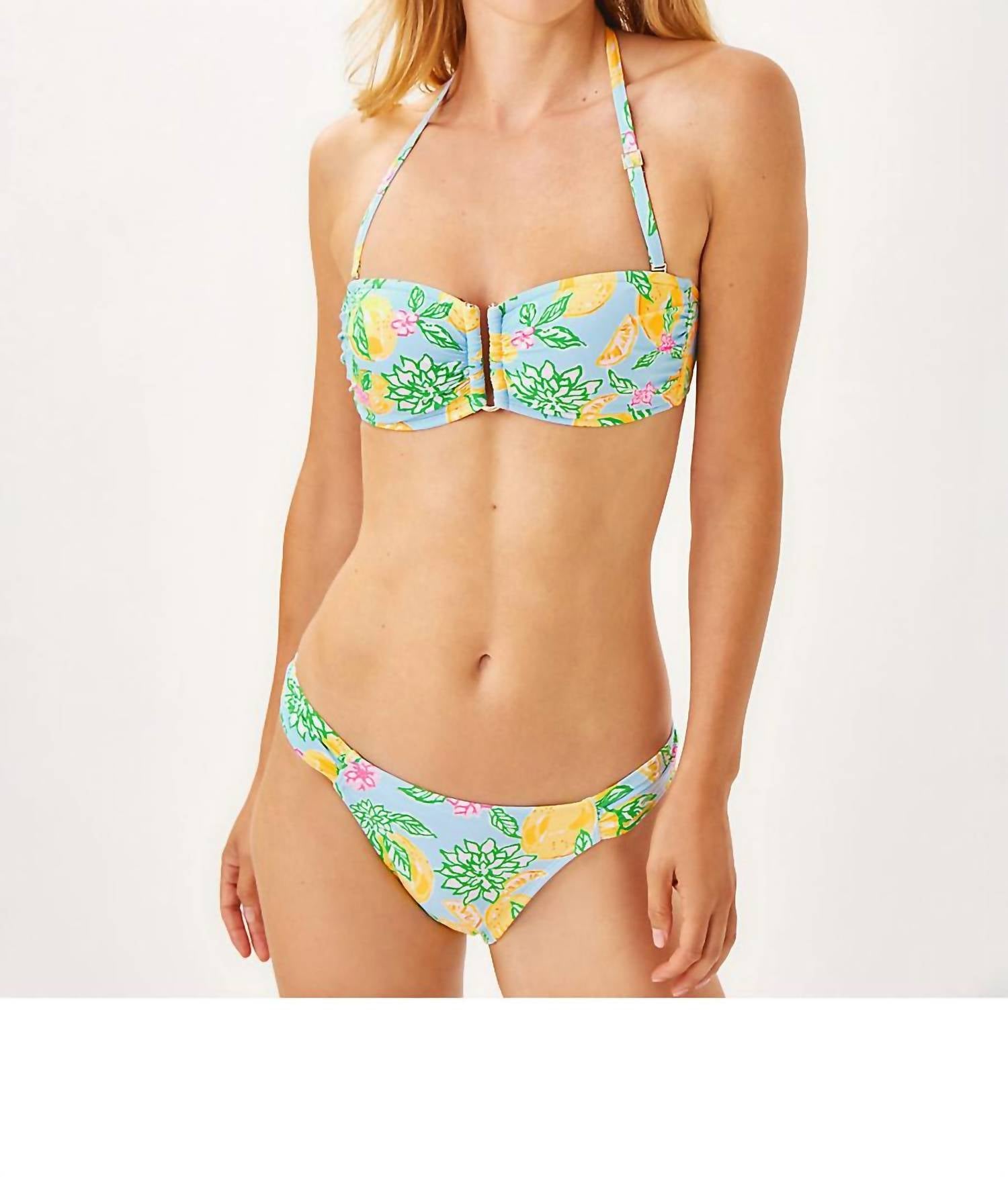Lilly Pulitzer Clancy Bikini Bottoms in bluette make lemonade - women's swimwear