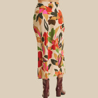In February Sunday Sangria Midi Skirt in retro floral - women's skirt - detail view