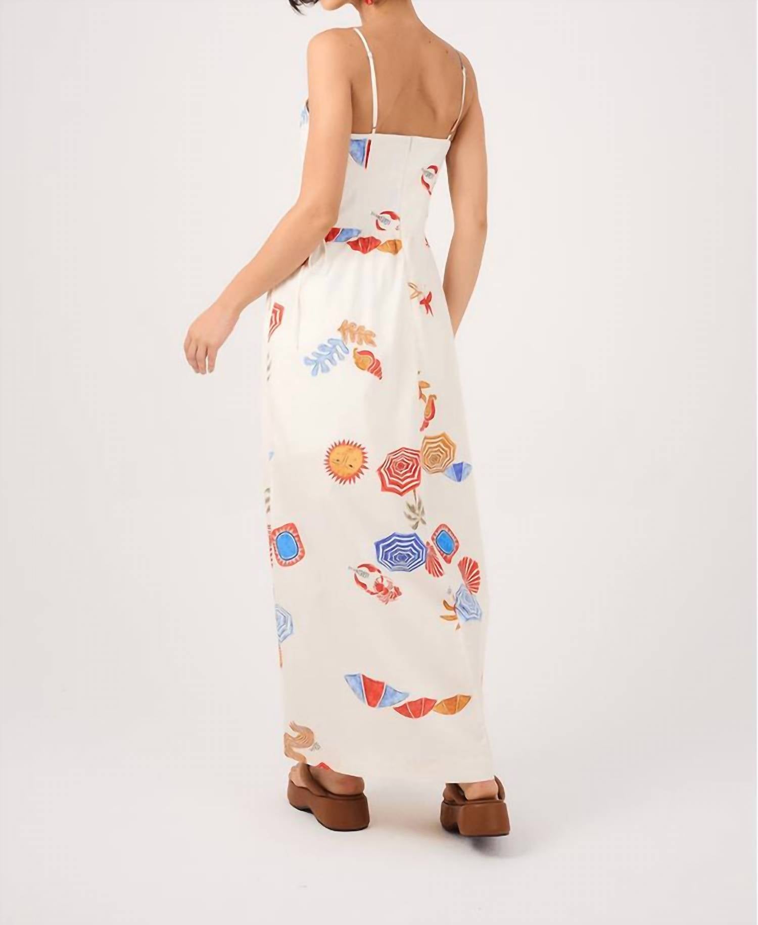 dress to Sun Print Maxi Dress in white - women's dress - detail view