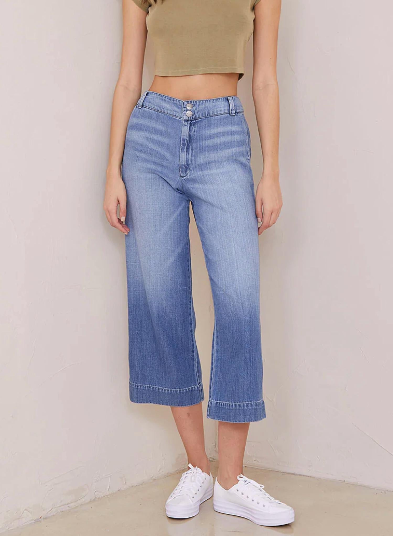 Bella Dahl Saige Wide Leg Crop Jeans in salt creek wash - women's pants