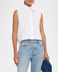 FRAME Prep Point Collared Shirt in white - women's blouse