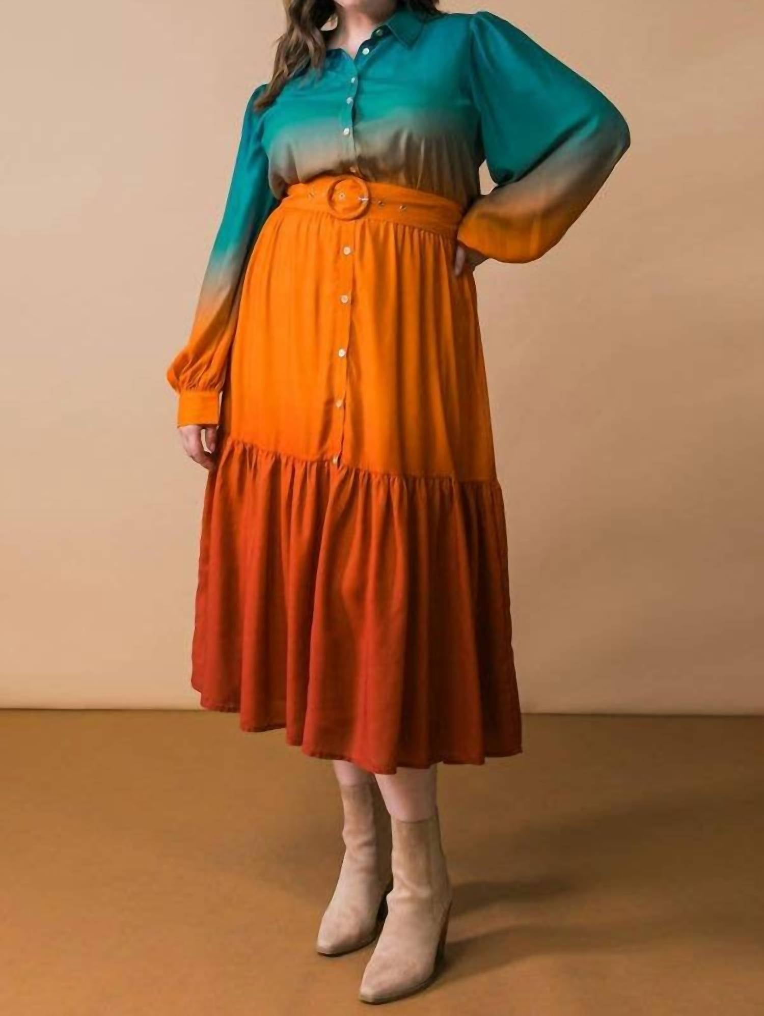 Flying Tomato - Printed Woven Midi Dress