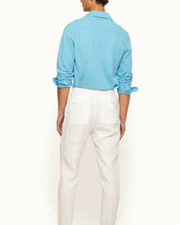 Orlebar Brown Giles Pique Shirt in california blue - men's shirt - detail view