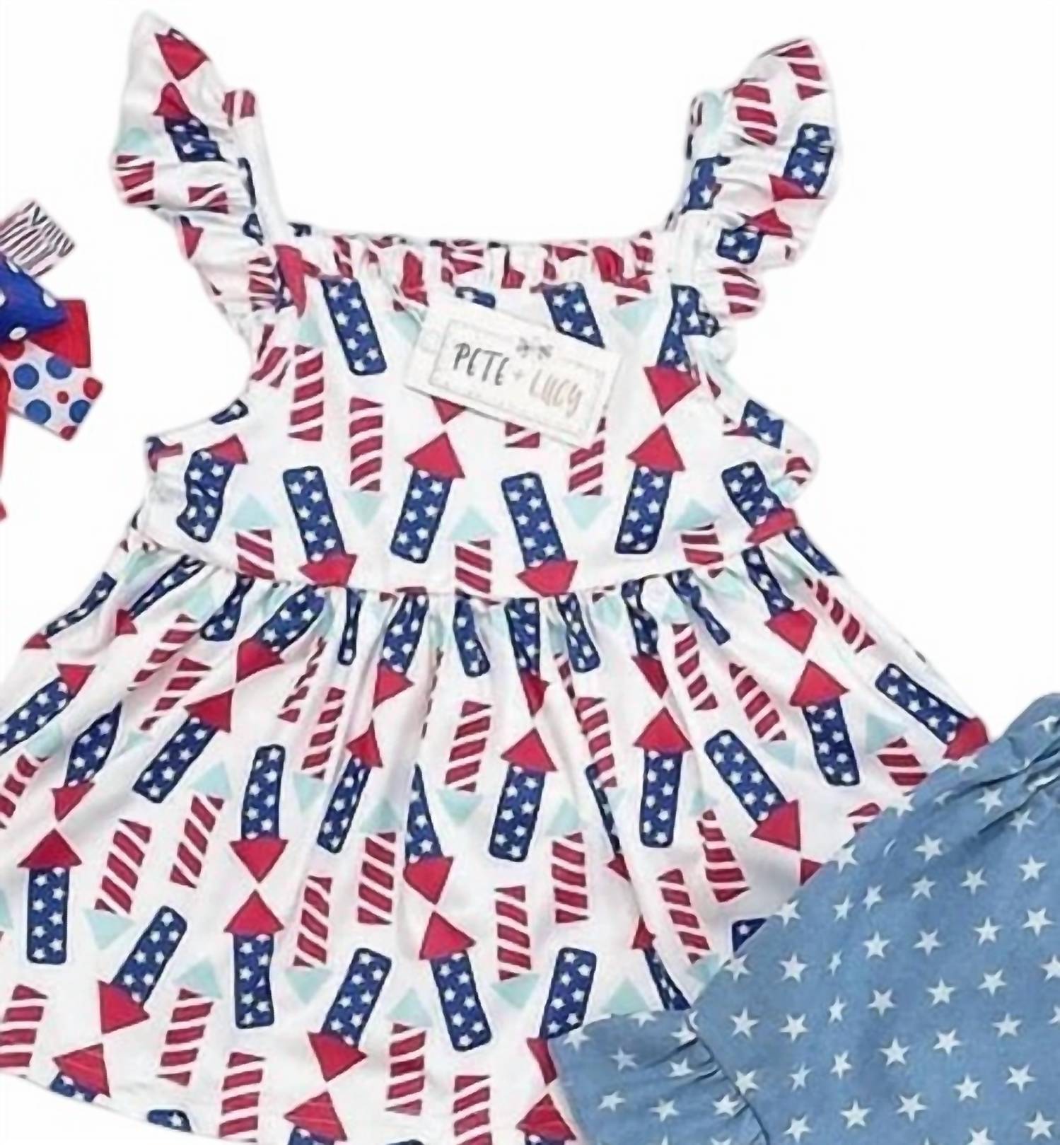 Pete + Lucy - Girls July 4th Chambray Short Set
