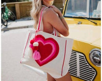 Katydid - Beating Heart Chenille Canvas Tote Bag