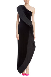 One33 Social - Velvet Asymmetric One-shoulder Neckline Sheath Dress