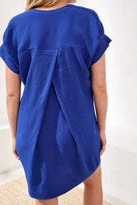 Tribal - Textured Short Sleeve Tunic Shift Dress