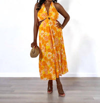 Flying Tomato - Blissful Paradise Floral Halter Midi Dress